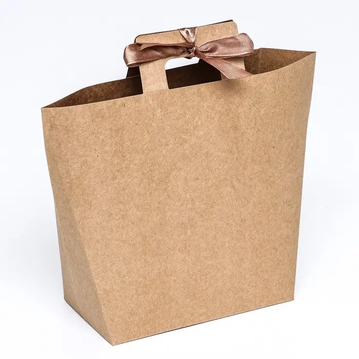 Коробка - пакет, крафт, 15&times;15&times;8 см