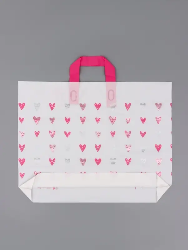 Пакет с петлевой ручкой "Сердечки" 45 х 35 х 8 см  80 мкм