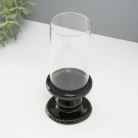 Подсвечник керамика, стекло на 1 свечу "Веллис" d=8 см чёрный 10х10х21,5 см