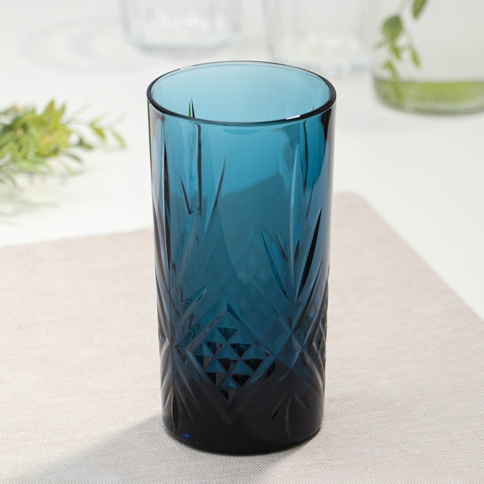 Стакан высокий стеклянный &laquo;Зальцбург&raquo;, 380 мл, цвет лондон топаз