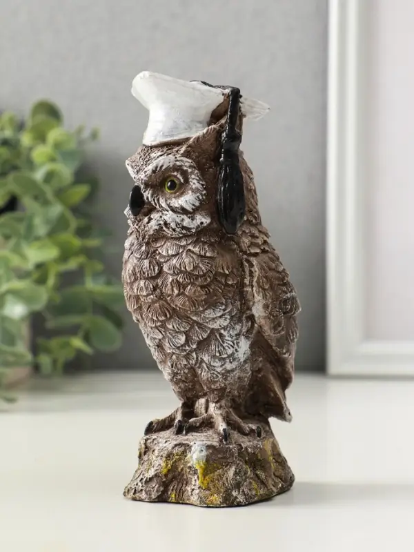 Фигура "Филин ученый", высота 14 см, коричневый
