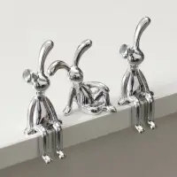 Сувенир пластик "Длинноухие зайцы" серебро набор 3 шт 3х8,7х4,4 см 2,5х5,5х5,7 см