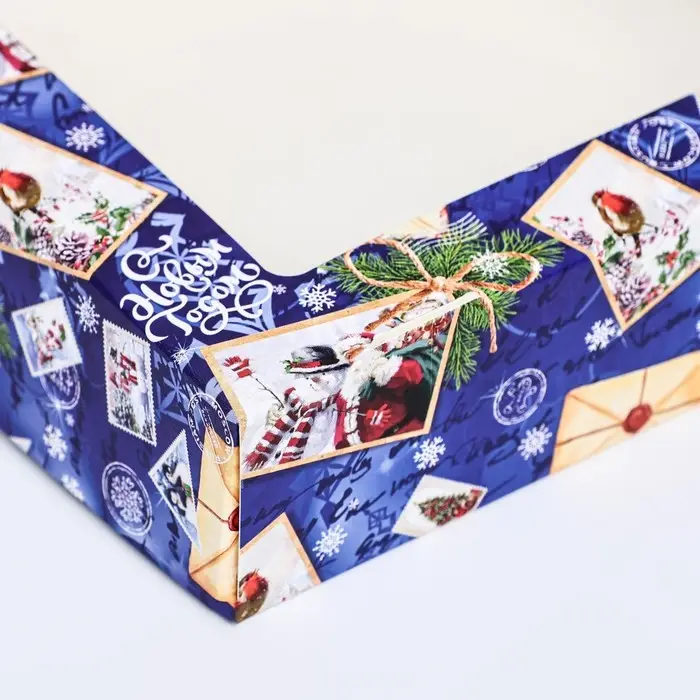 Коробка подарочная новогодняя складная с окном &laquo;Новогодняя посылка синяя&raquo;15&times;15&times;4 см