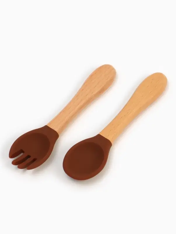 Тарелка детская секционная с ложкой и вилкой, 3 секции, молочный, Mum&Baby