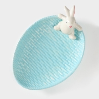 Блюдо сервировочное Доляна &laquo;Зайка&raquo;, 26&times;19,5&times;10,5 см, цвет голубой