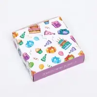 Коробка сборная с окном, &laquo;С Днем Рождения&raquo;, 11.5&times;11.5&times;3 см