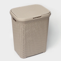 Корзина бельевая с крышкой &laquo;Ротанг&raquo;, 60 л, 34&times;44&times;55 см, цвет латте