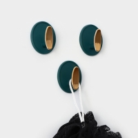 Крючки самоклеящиеся Доляна Gold, 3 шт, 4&times;4&times;2,5 см, цвет зелёный