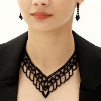 Набор 2 предмета: серьги, колье &laquo;Вернисаж&raquo; шарики, цвет чёрный, 30 см