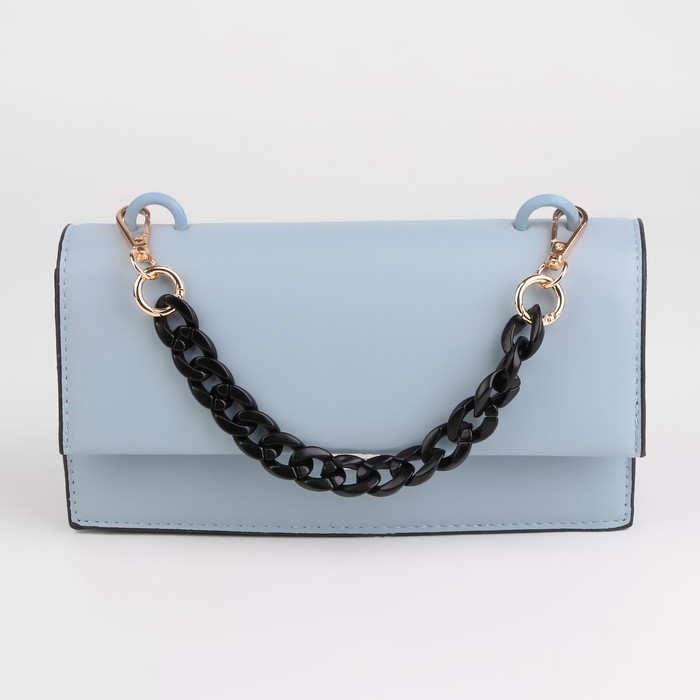 Цепочка для сумки, пластиковая, с карабинами, 23 × 17 мм, 30 см, цвет чёрный/золотой Цепочка для сумки, пластиковая, с карабинами, 23 × 17 мм, 30 см, цвет чёрный/золотой