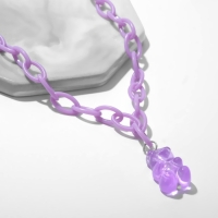 Кулон &laquo;Мишка&raquo; мармеладный, цвет фиолетовый, 40 см