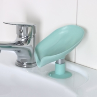 Мыльница со сливом для воды Доляна, на присоске, 12,5&times;9&times;10 см, цвет бирюзовый