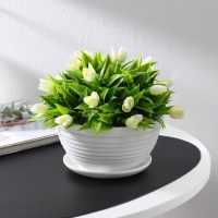 Горшок для цветов с поддоном &laquo;Алиса&raquo;, 1 л, d=17 см, h=10 см, цвет белый