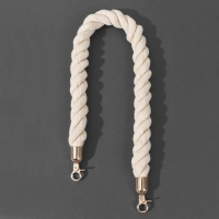 Ручка для сумки, канат, 60 &times; 1,5 см, с карабинами, цвет кремовый/золотой