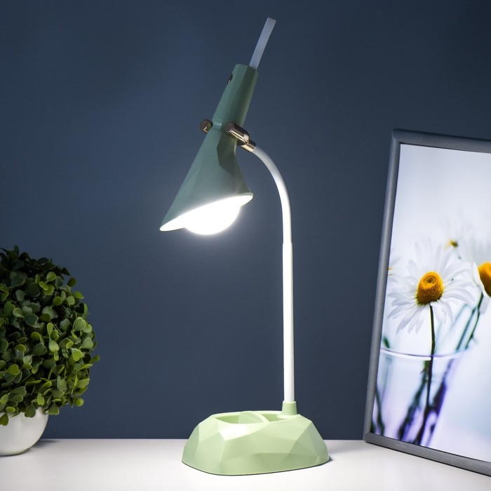 Настольная лампа "Делсер" LED 3Вт USB АКБ зелёный 14х13х39 см RISALUX