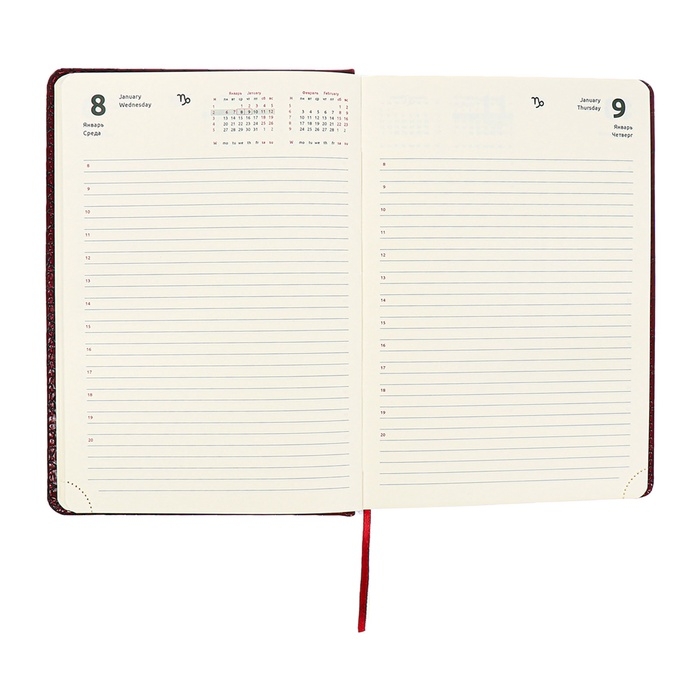 Ежедневник датированный 2024 A5 176 листов, deVENTE.Belcanto, твёрдая обложка из искусственной кожи с поролоном, ляссе, кремовый блок 70 г/м2, бордовый
