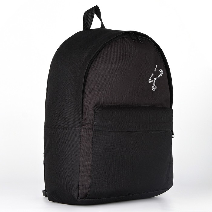 Рюкзак школьный текстильный &laquo;Булавка&raquo;, с карманом, 27х11х37, цвет чёрный