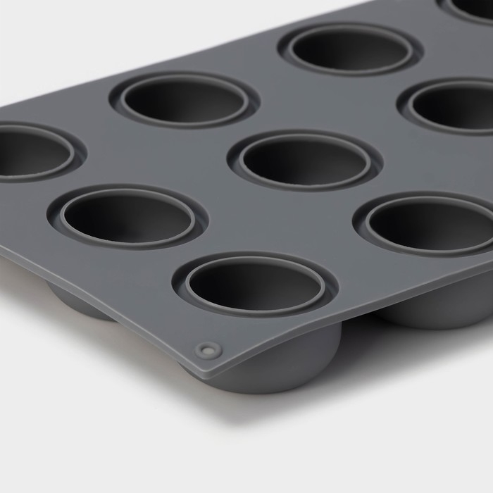 Форма для выпечки и муссовых десертов KONFINETTA &laquo;Фолд&raquo;, силикон, 28,8&times;17,1&times;2,6 см, 12 ячеек (4,2&times;2,5 см), цвет серый