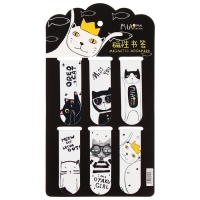 Набор магнитных закладок для книг Calligrata 6 штук, "Кошки", МИКС