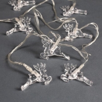 Гирлянда &laquo;Нить&raquo; 5 м с насадками &laquo;Олени&raquo;, IP20, прозрачная нить, 20 LED, свечение мульти (RG/RB), мигание, 220 В