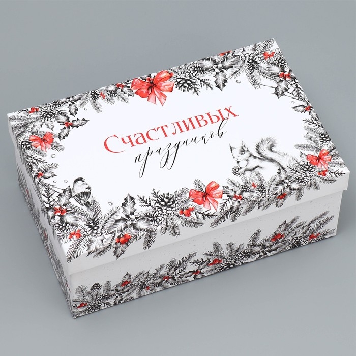 Набор новогодних подарочных коробок 15 в 1 &laquo;Счастья и любви&raquo;, 12 х 6.5 х 4 см - 46.5 х 30 х 17.5 см, Новый год