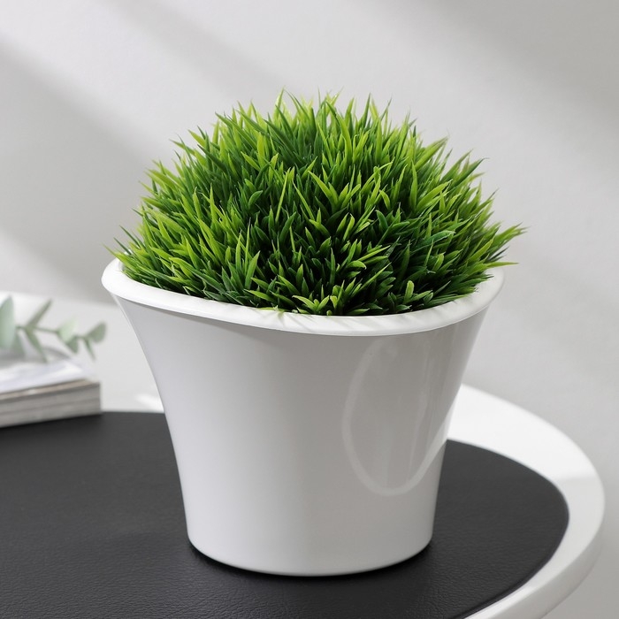 Кашпо для цветов со вставкой &laquo;Лагуна&raquo;, 600 мл, d=13 см, h=9 см, цвет белый