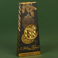 Новогодние свечи витые &laquo;Новый год: С Новым годом!&raquo;, без аромата, набор 4 шт, высота 15 см