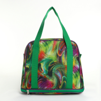 Сумка хозяйственная на молнии, с увеличением, наружный карман, цвет зелёный/разноцветный