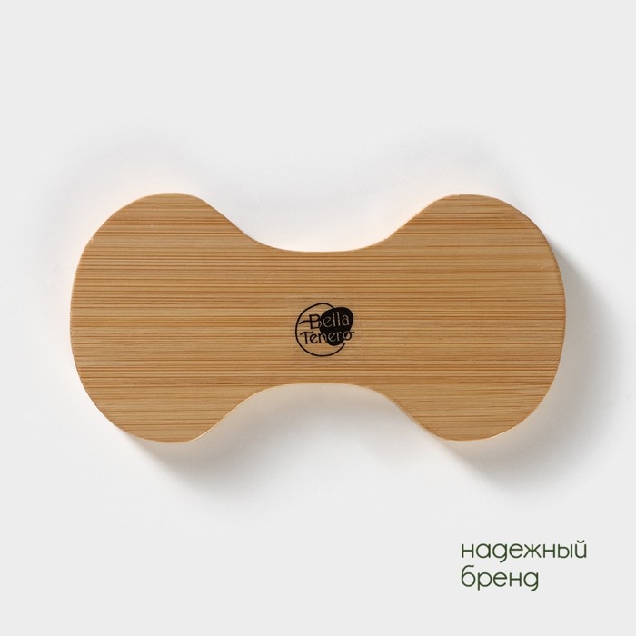 Салфетница керамическая на бамбуковой подставке BellaTenero, 14&times;7&times;10 см, цвет белый