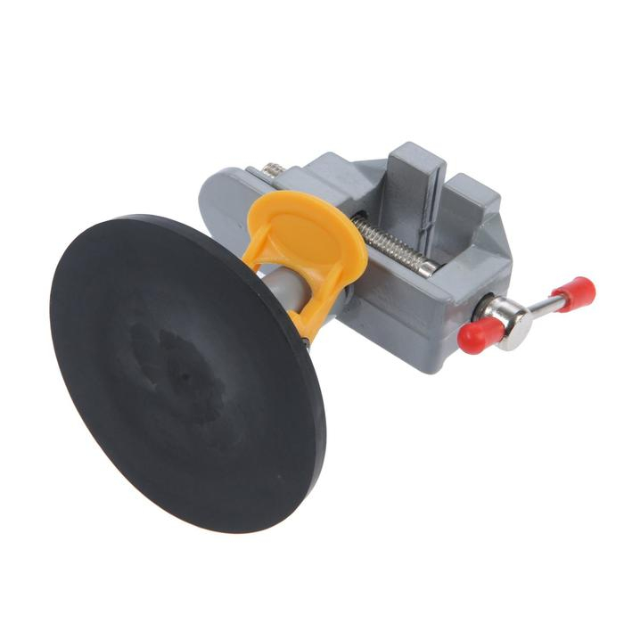 Мини-тиски алюминиевые ТУНДРА, крепление на присоске, поворотные на 180&deg;, 35 мм