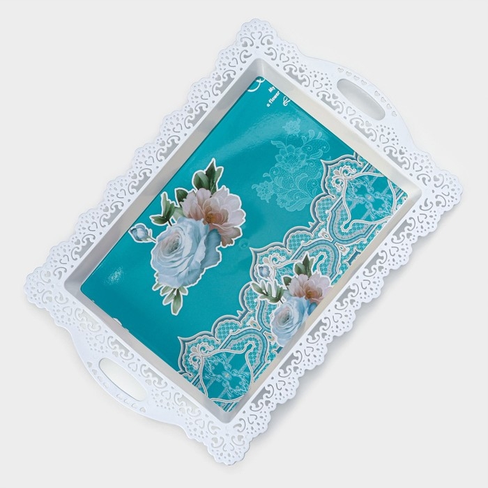 Поднос пластиковый прямоугольный &laquo;Ажурная кайма&raquo;, 35&times;24&times;2 см, цвет МИКС