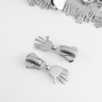 Бегунок автоматический для молнии &laquo;Трактор&raquo;, №8, декоративный &laquo;Ладонь&raquo;, 10 шт, цвет никель