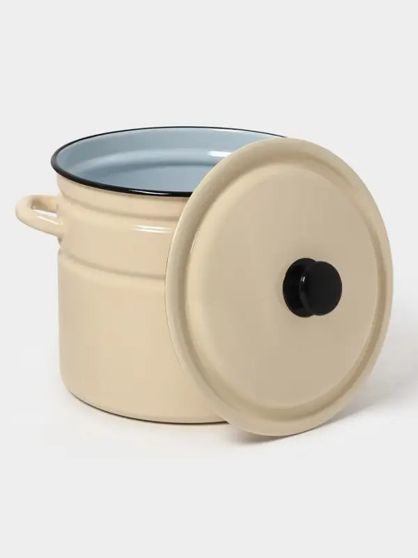 Кастр.цил.борт. 10л (слоновая)Без декора