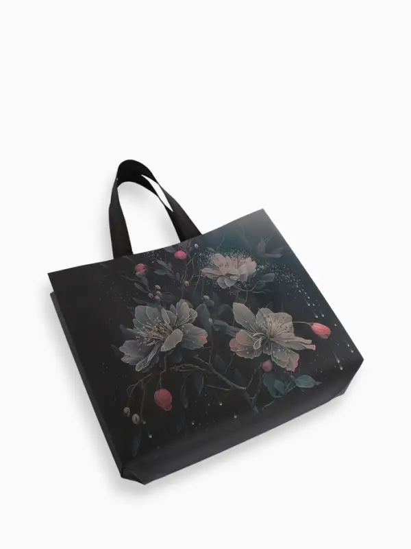 Сумка для покупок Цветы, 32*10*26. отд без молнии, черный