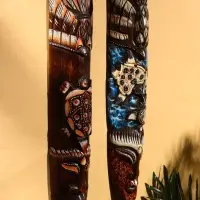 Маска &laquo;Абориген и ящерица&raquo;, 50&times;12&times;4 см, дерево, МИКС