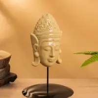 Маска &laquo;Будда&raquo;, на подставке, 14&times;14&times;22 см, керамика, бежевая