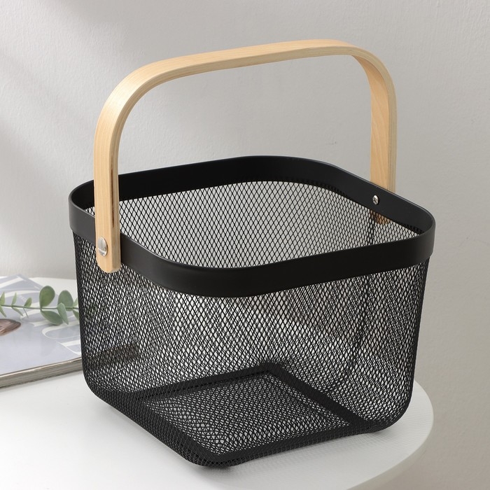 Корзинка универсальная LaDо́m, 26,5&times;25,5&times;18 см, цвет чёрный