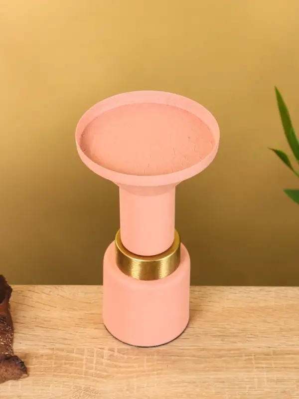 Подсвечник на 1 свечу текстурный "Пудровый" 10,5х10,5х20 см