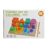 Детская деревянная пирамидка сортер с удочкой