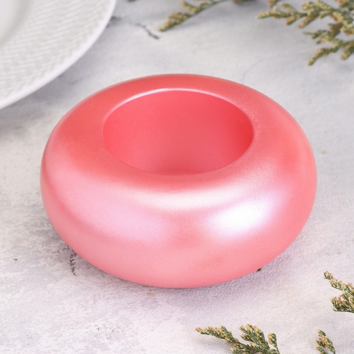 Подсвечник "Полноторие. Мрамор" из гипса большой, 11х5см,розовый