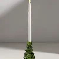 Подсвечник стекло "Ёлочка" зелёный d=2 см 8,5х8,5х13,5 см