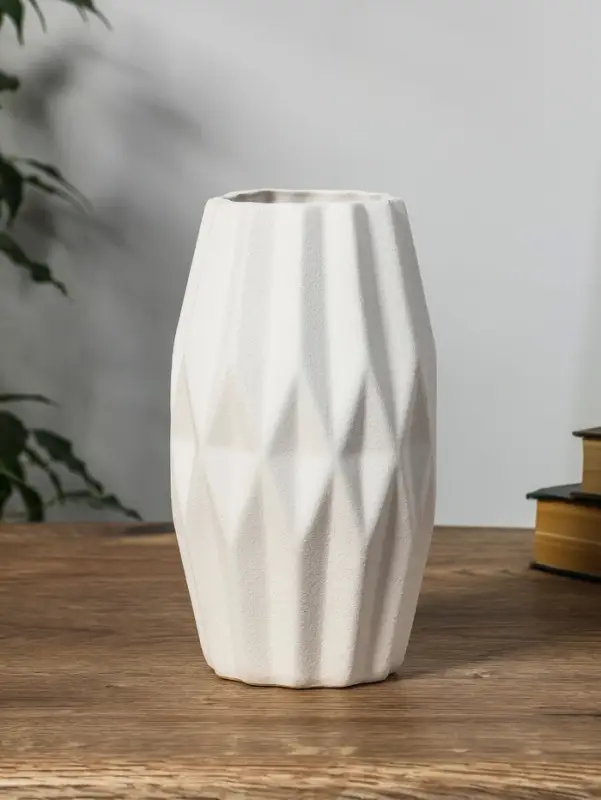 Ваза керамика настольная "Абиджил" геометрия, h=20х11, d=7,5 см, белый