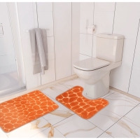 Коврики для ванной и туалета Доляна &laquo;Камни&raquo;, 2 шт, 40&times;50, 50&times;80 см, цвет бежевый