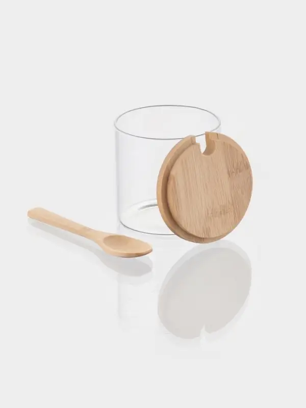 Сахарница "Эко" с бамбуковой крышкой и ложкой, 300 мл