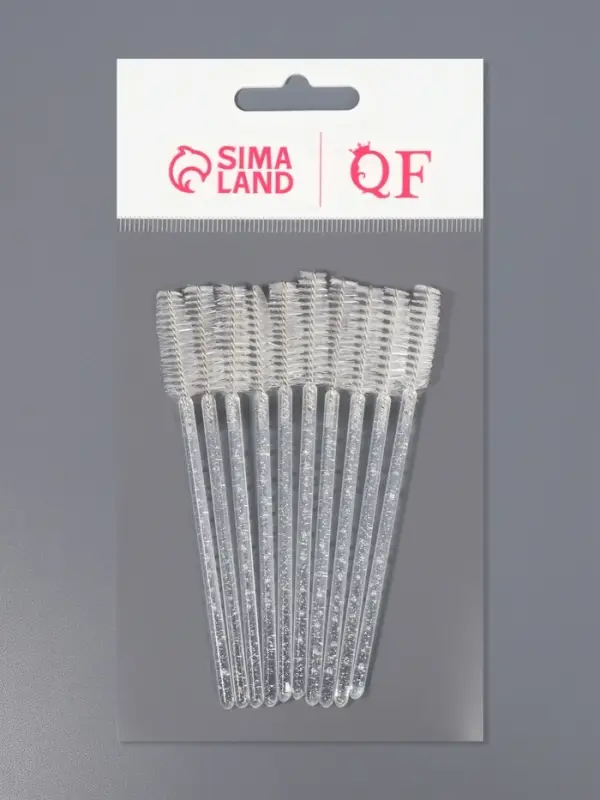 Щёточки для бровей и ресниц, набор - 10 шт., 9.5 см, прозрачная