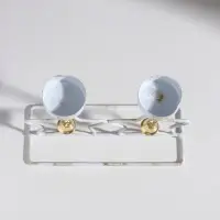 Подсвечник металл на 2 свечи "Две звезды" белый с патиной d=5 см 18,5х7,3х14,8 см