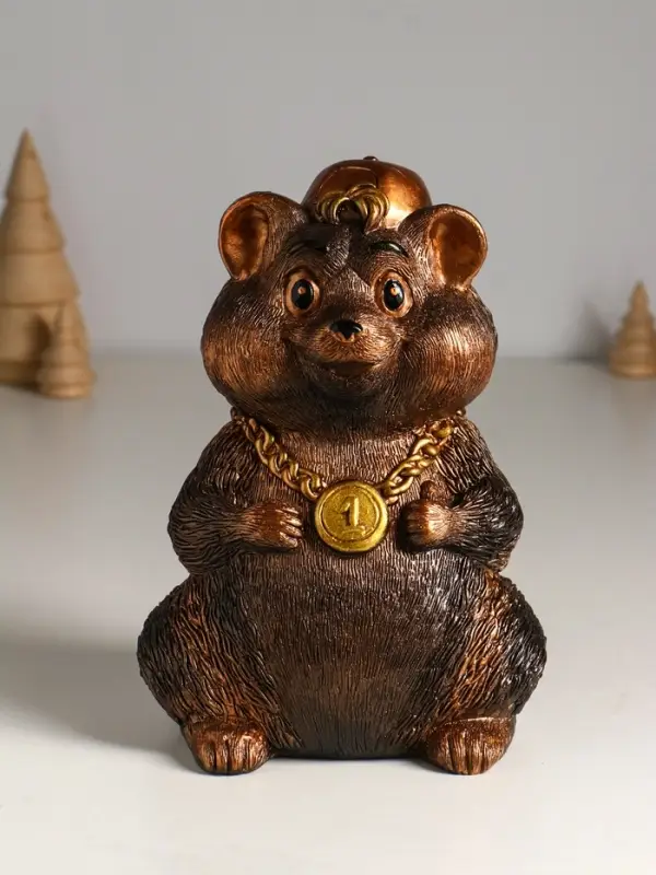 Копилка "Хомяк в кепке" 20 см, бронзовый