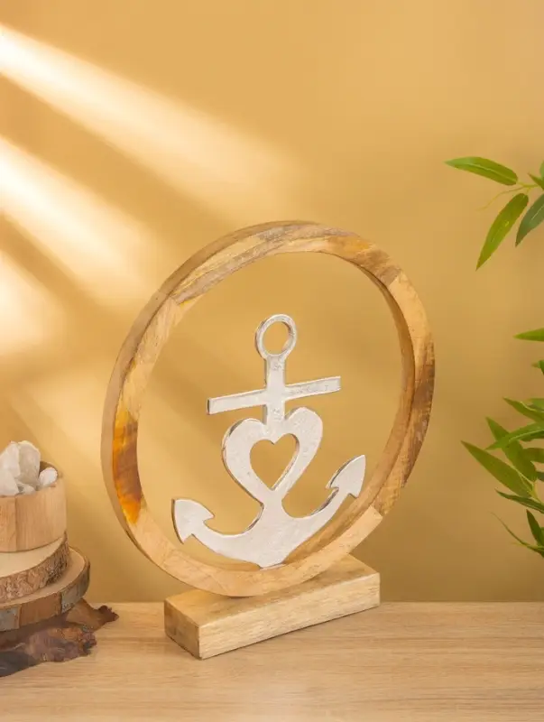 Якорь на подставке, 36&times;7&times;39 см, алюминий, дерево