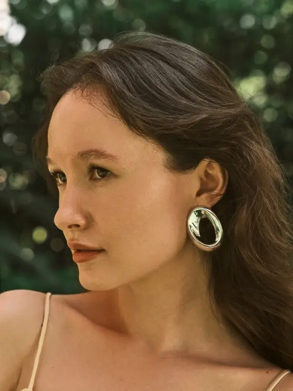 Серьги пластик &laquo;Овал&raquo;, цвет серебро