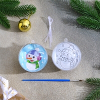 Ёлочное украшение под раскраску &laquo;Снеговичок&raquo; размер: 8 см; 2 шт., кисть